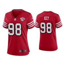 Women's San Francisco 49ers #98 Arden Key Scarlet 75th Anniversary Jersey