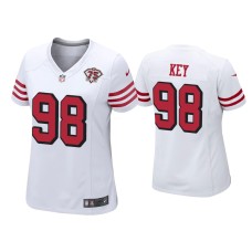 Women's San Francisco 49ers #98 Arden Key White 75th Anniversary Jersey