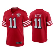 Men's San Francisco 49ers #11 Brandon Aiyuk Scarlet 75th Anniversary Jersey