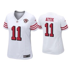 Women's San Francisco 49ers #11 Brandon Aiyuk White 75th Anniversary Alternate Game Jersey