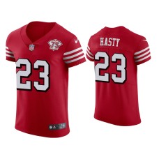 Men's San Francisco 49ers #23 JaMycal Hasty Scarlet 75th Anniversary Jersey