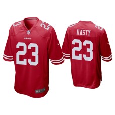 Men's San Francisco 49ers #23 JaMycal Hasty Scarlet Game Jersey