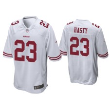 Men's San Francisco 49ers #23 JaMycal Hasty White Game Jersey