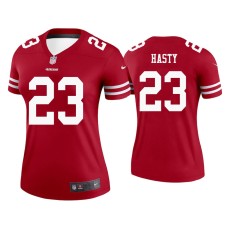 Women's San Francisco 49ers #23 JaMycal Hasty Scarlet Legend Jersey