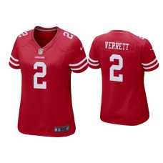 Women's San Francisco 49ers #2 Jason Verrett Scarlet Game Jersey