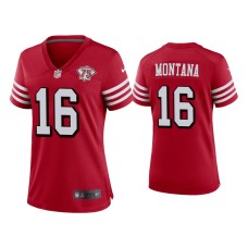 Women's San Francisco 49ers #16 Joe Montana Scarlet 75th Anniversary Jersey