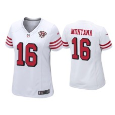 Women's San Francisco 49ers #16 Joe Montana White 75th Anniversary Jersey