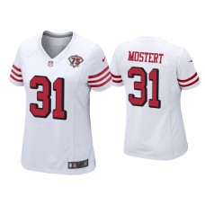 Women's San Francisco 49ers #31 Raheem Mostert White 75th Anniversary Alternate Game Jersey