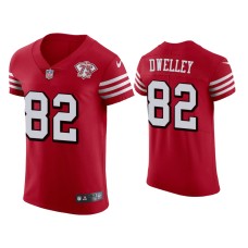 Men's San Francisco 49ers #82 Ross Dwelley Scarlet 75th Anniversary Jersey