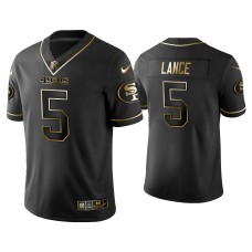 Men's San Francisco 49ers #5 Golden Edition Vapor Limited 49ers Trey Lance Black Jersey