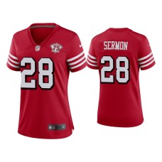 Women's San Francisco 49ers #28 Trey Sermon Scarlet 75th Anniversary Jersey