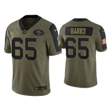 Men's San Francisco 49ers #65 Aaron Banks Olive 2021 Salute To Service Limited Jersey