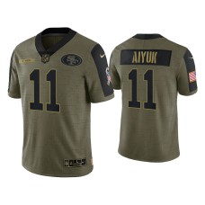 Men's San Francisco 49ers #11 Brandon Aiyuk Olive 2021 Salute To Service Limited Jersey