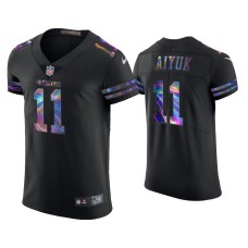 Men's San Francisco 49ers #11 Brandon Aiyuk Black Golden Edition Holographic Jersey