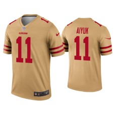 Men's San Francisco 49ers #11 Brandon Aiyuk Gold Inverted Legend Jersey