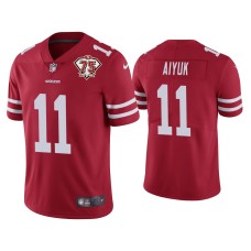 Men's San Francisco 49ers #11 Brandon Aiyuk Scarlet 75th Anniversary Patch Limited Jersey