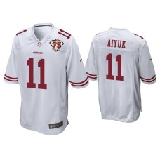 Men's San Francisco 49ers #11 Brandon Aiyuk White 75th Anniversary Patch Game Jersey