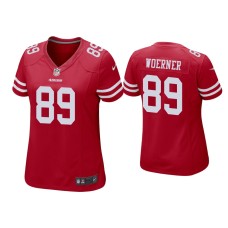 Women's San Francisco 49ers #89 Charlie Woerner Scarlet Game Jersey