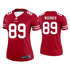 Women's San Francisco 49ers #89 Charlie Woerner Scarlet Legend Jersey