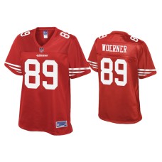 Women's San Francisco 49ers #89 Charlie Woerner Scarlet Pro Line Jersey