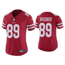 Women's San Francisco 49ers #89 Vapor Limited Charlie Woerner 49ers Scarlet Jersey