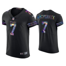 Men's San Francisco 49ers #7 Colin Kaepernick Black Golden Edition Holographic Jersey