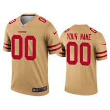 Men's San Francisco 49ers #00 Custom Gold Inverted Legend Jersey