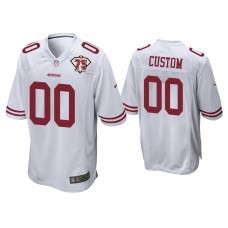 Men's San Francisco 49ers #00 Custom White 75th Anniversary Patch Game Jersey