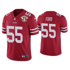 Men's San Francisco 49ers #55 Dee Ford Scarlet 75th Anniversary Patch Limited Jersey