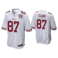 Men's San Francisco 49ers #87 Dwight Clark White 75th Anniversary Patch Game Jersey