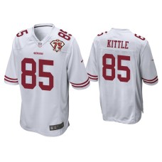 Men's San Francisco 49ers #85 George Kittle White 75th Anniversary Patch Game Jersey