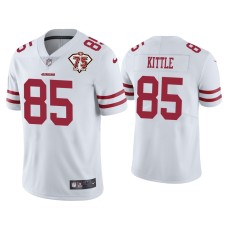 Men's San Francisco 49ers #85 George Kittle White 75th Anniversary Patch Limited Jersey