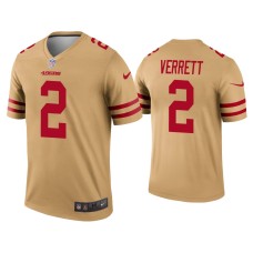 Men's San Francisco 49ers #2 Jason Verrett Gold Inverted Legend Jersey