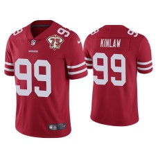 Men's San Francisco 49ers #99 Javon Kinlaw Scarlet 75th Anniversary Patch Limited Jersey