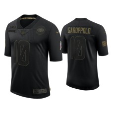 Men's San Francisco 49ers #10 Jimmy Garoppolo Black 2020 Salute to Service Limited Jersey