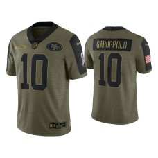 Men's San Francisco 49ers #10 Jimmy Garoppolo Olive 2021 Salute To Service Limited Jersey