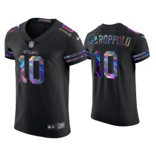 Men's San Francisco 49ers #10 Jimmy Garoppolo Black Golden Edition Holographic Jersey