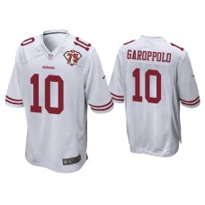 Men's San Francisco 49ers #10 Jimmy Garoppolo White 75th Anniversary Patch Game Jersey