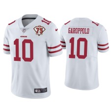 Men's San Francisco 49ers #10 Jimmy Garoppolo White 75th Anniversary Patch Limited Jersey