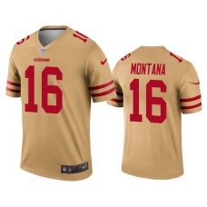 Men's San Francisco 49ers #16 Joe Montana Gold Inverted Legend Jersey