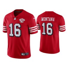 Men's San Francisco 49ers #16 Joe Montana Vapor Limited Scarlet Jersey