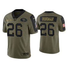 Men's San Francisco 49ers #26 Josh Norman Olive 2021 Salute To Service Limited Jersey