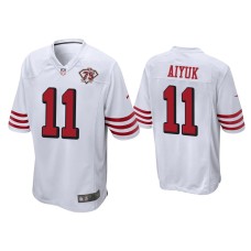 Men's San Francisco 49ers #11 Brandon Aiyuk White 75th Anniversary Game Jersey