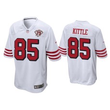 Men's San Francisco 49ers #85 George Kittle White 75th Anniversary Game Jersey