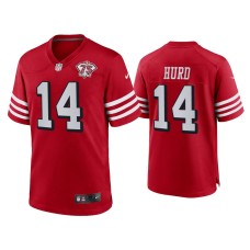 Men's San Francisco 49ers #14 Jalen Hurd Scarlet 75th Anniversary Game Jersey