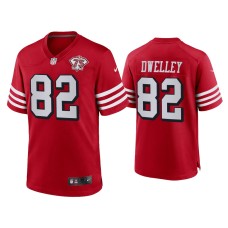 Men's San Francisco 49ers #82 Ross Dwelley Scarlet 75th Anniversary Game Jersey