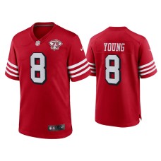 Men's San Francisco 49ers #8 Steve Young Scarlet 75th Anniversary Game Jersey