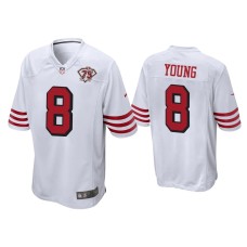 Men's San Francisco 49ers #8 Steve Young White 75th Anniversary Game Jersey