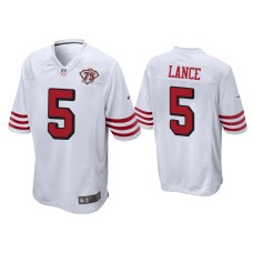 Men's San Francisco 49ers #5 Trey Lance White 75th Anniversary Game Jersey