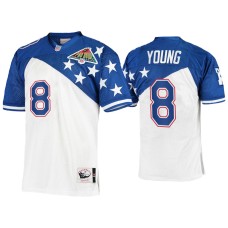 Men's San Francisco 49ers #8 Steve Young Mitchell & Ness 1994 Pro Bowl White Blue NFC Jersey